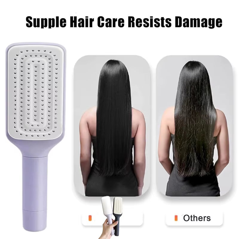 1/2Pcs Rotatable Self Cleaning Hair Brush Massage Air Cushion Comb Magic Retractable Self-Cleaning Massage Brush Telescopic Comb
